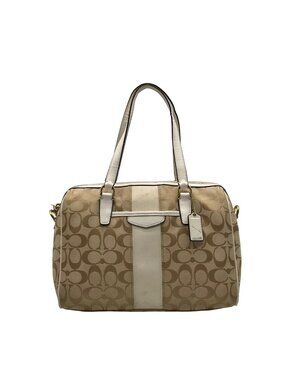 Coach Tan Signature Canvas Striped Nancy Convertible Satchel